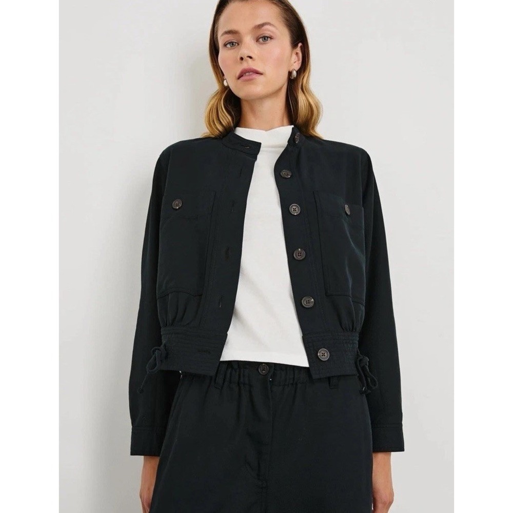 Rails Alma Jacket Black XS Oversized Cropped Utility Drawstring Women's $238